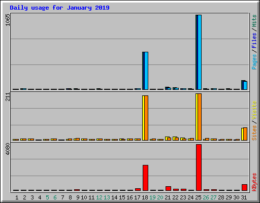 Daily usage for January 2019