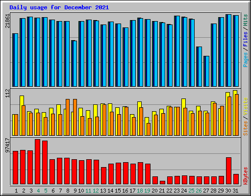 Daily usage for December 2021