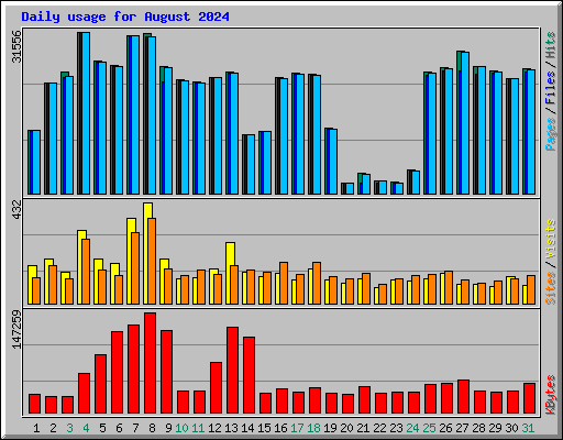 Daily usage for August 2024